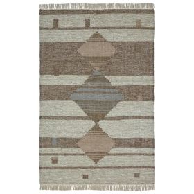 Sayah Eco-Friendly Geometric Handwoven Wool and Cotton Indoor Area Rug (Color: Grey, size: 8'x10')