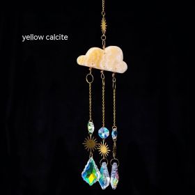 Natural Crystal Agate Cloud Sun Catcher Ornaments Window Sill Forest Garden Wind Chimes Color Lighting Pendant (Option: Yellow Paper Spar)