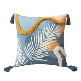 Morandi Color Tufted Pillow Cover Simple Waist Pillow (Option: Yellow Strip-45x45cm Without Core)