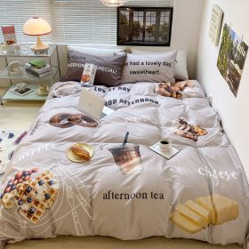 Household Fashion Simple Pure Cotton 3D Printing Bedding (Option: Afternoon Tea Coffee-1.2M)