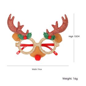 Dance Party Christmas Decorative Glasses Frame (Option: Gold Frame Red Length Antlers)