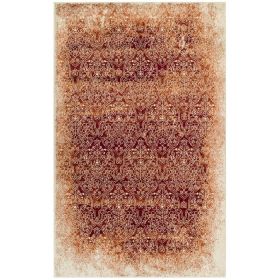 Apollo Distressed Oriental Floral Damask Indoor Area Rug (Color: orange, size: 8'x10')