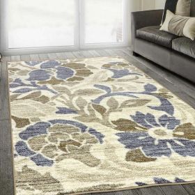 Roselyn Floral Indoor Washable Area Rug Or Runner Or Door Mat (Color: Beige, size: 8'x10')