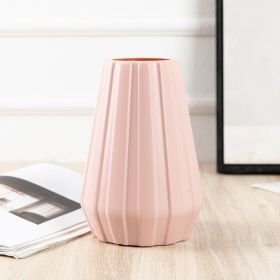 Plastic Vase Home Wedding Photography Flowers Fake Flower Ornaments Vase (Option: Big Round Bottom Vase Pink)