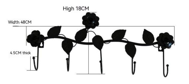 Iron Strong Creative Rose Nail Wall Hook Clothing Store Storage Metal Clothes Hook (Color: Black)