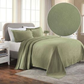 Paisley Matelasse Cotton Jacquard Bedspread Set (Color: Sage, size: Twin)