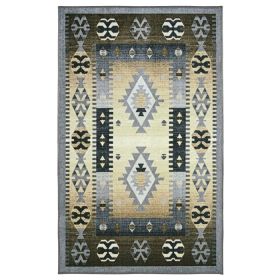 Motega Aztec Non-Slip Indoor Area Rug or Runner (Color: Blue-Beige, size: 8'x10')