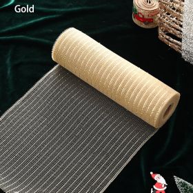 Gold And Silver Mesh Christmas Tree Glitter Mesh Roll Decoration Wedding (Option: Gold-26cm)