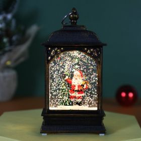 Christmas Decoration Luminous Water Injection Flat Storm Lantern Desktop Decoration (Option: Flat Crystal Old Man)