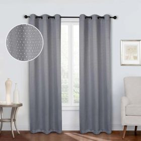 Blackout Solid Shimmer Grommet Curtain Panel Set of 2 (Color: Silver, size: 52" x 120")