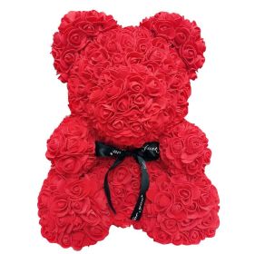 Rose Bear Eternal Rose Bear Birthday Gift Foam Rose Bear (Option: Bright Red-25cm Gift Box)