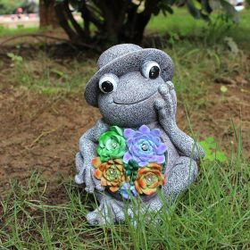 Luminous Solar Lamp Hat Frog Outdoor Courtyard Decoration Resin Crafts (Option: Frog-12Ã—10.5Ã—16CM)