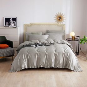 DM809K | King Size 6 piece Duvet Cover Set Ruffled Bedding 100% Cotton (size: King)