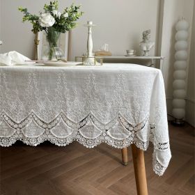 French White Phoenix Tail Flower Anemone Lace Tablecloth (Option: Anemone Lace-90x 130cm)