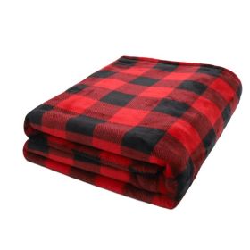 Flannel Double-sided Classic Red And Black Plaid Casual Blanket (Option: Red And Black Plaid-150x200cm)