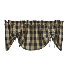 Wicklow Check Lined Farmhouse Valance (Color2: black)