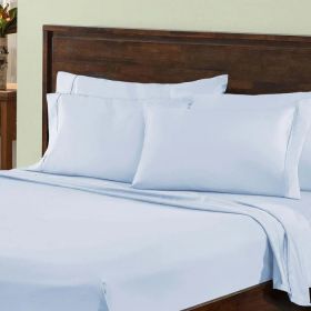 1000 Thread Count Cotton Deep Pocket Solid Bed Sheet Set (Color: Blue, size: Full)