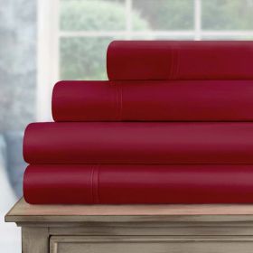 Egyptian Cotton 700 Thread Count Deep Pocket Bed Sheet Set (Color: Burgundy, size: Full)