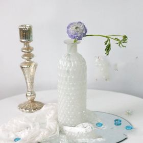 White Blue Glass Small Vase Living Room Flower Arrangement Decoration High Sense Niche Morandi Restaurant Decoration (Option: A Model White)