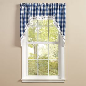 Wicklow Check Home Lined Swags (Color2: china blue)