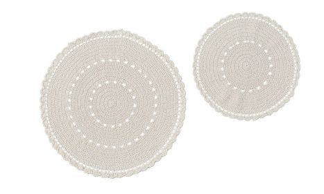 Lace Accent Mat Set of Two (Color2: cream)