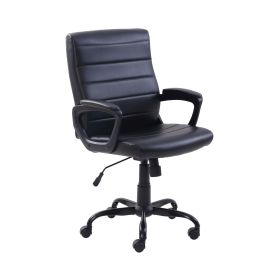 Mainstays Bonded Leather Mid-Back Manager's Office Chair, Black (Color: Black)