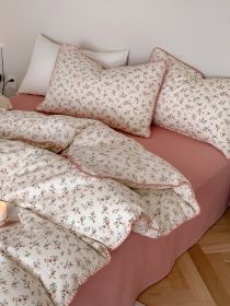 Super Soft Sleep Naked Class A Cotton Double-layer Yarn Four-piece Set (Option: Qianxi-120CM Flat Sheet 3pcs Set)