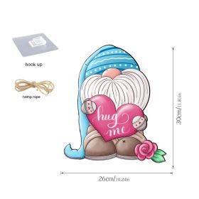 Valentine's Day Cartoon Dwarf Hanging Window Door Vacation Home Decorative Plank (Option: MZ327 Large-Seamless Hook 60cm Hemp Rope)