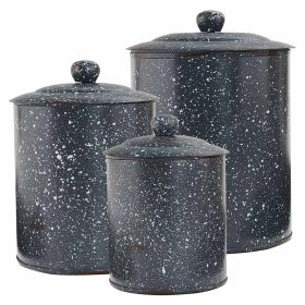 Granite Enamelware Canisters Set Of 3 (Color: Grey)