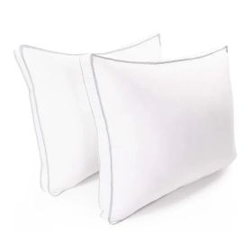 Hypoallergenic Microfiber Set of 2 Gusset Pillows (Color: White, size: Standard)