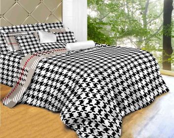 King Size Duvet Cover Sheets Set, Houndstooth Check (size: King)