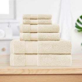 Premium Turkish Cotton Assorted 6 Piece Towel Set (Color: Ivory, size: 6 Piece Towel Set)