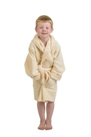 Cotton Bath Robe Terry Lightweight Kids Unisex Hooded Bathrobe (Color: Ivory, size: Small/Medium)