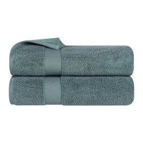 Zero Twist Smart Dry Combed Cotton 2 Piece Bath Towel Set (Color: Jade, size: 2 Piece Bath Towels)