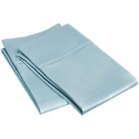 Egyptian Cotton Wrinkle Resistant 2 Piece Solid Pillowcase Set (Color: Light Blue, size: Standard)