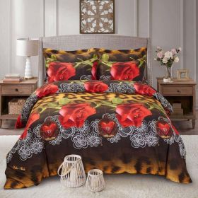 Duvet Cover Set, King Size Floral Bedding, Dolce Mela - Passion DM709K (size: King)