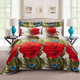 Duvet Cover Set, King Size Floral Bedding, Dolce Mela - Romeo DM711K (size: King)