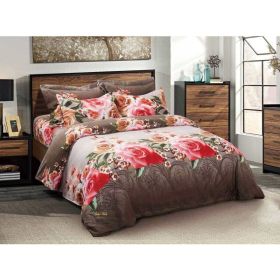 Duvet Cover Set, King Size Floral Bedding, Dolce Mela - Rose Medley DM708K (size: King)