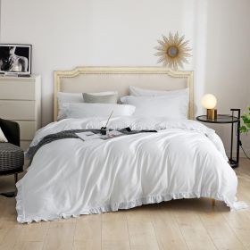 DM807K | King Size 6 piece Duvet Cover Set Ruffled Bedding 100% Cotton (size: King)