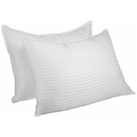 Striped Microfiber and Down Alternative Pillow Set of 2 (Color: White, size: Standard)